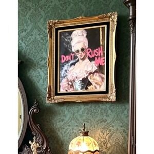 Dont Rush Me Marie Antoinette Pop Art Ornate Gold Framed Canvas Wall Decor